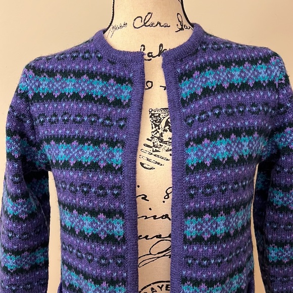 Braemar International Vintage Scottish Shetland 100% Wool Cardigan - XS - Picture 2 of 10